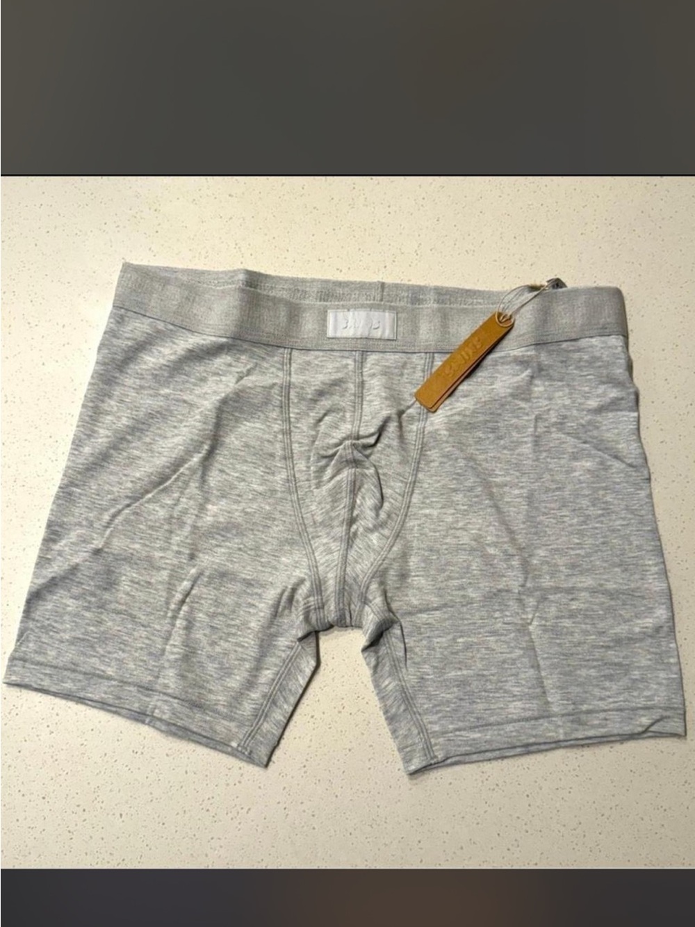 NWT Skims Men's Cotton 5 Inch Boxer Brief Size X-Large, Light Heather Grey